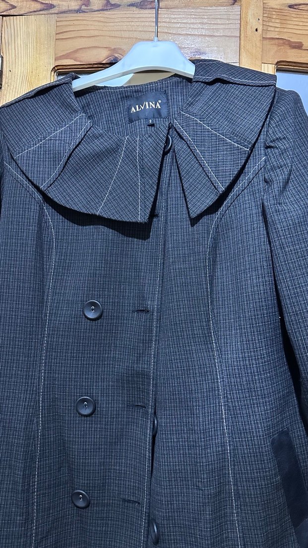 Düğmeli Uzun siyah Kadın Kaban - Görsel 2