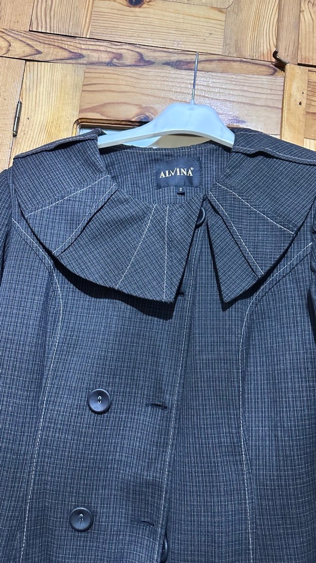 Düğmeli Uzun siyah Kadın Kaban - Görsel 3