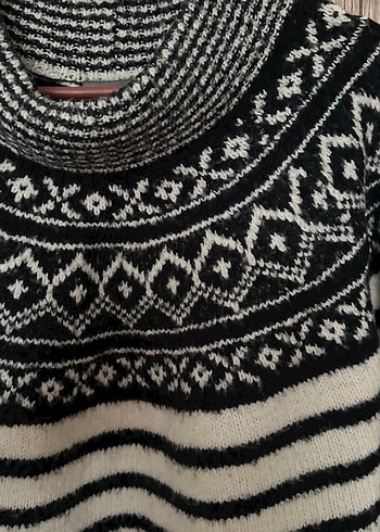 Bohem Gri Beyaz Çizgili Kadın Triko - Görsel 3