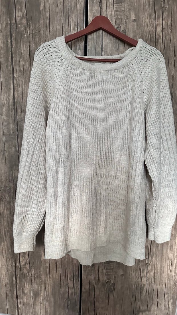 Gri Örgü Kadın Keten Kazak - Görsel 4