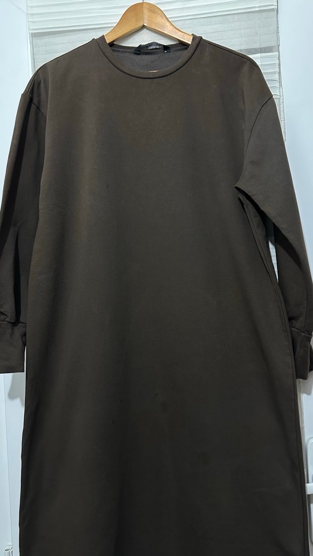 Kadın Kahverengi Uzun Kollu Salaş elbise - Görsel 3