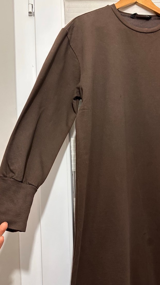 Kadın Kahverengi Uzun Kollu Salaş elbise - Görsel 2