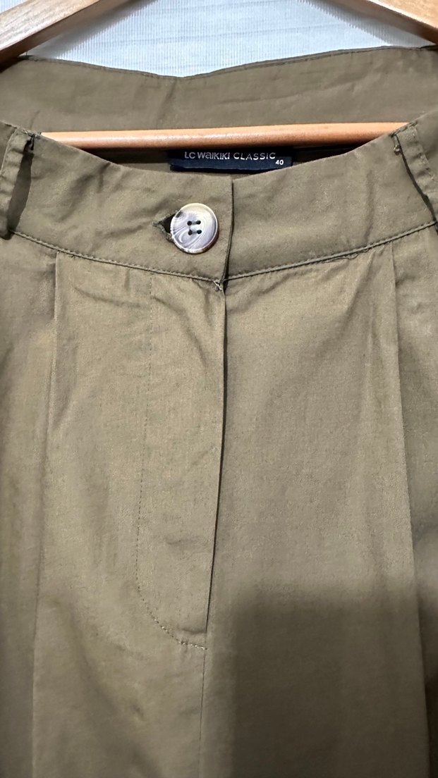 Haki Kadın Uzun Keten Etek - Görsel 3