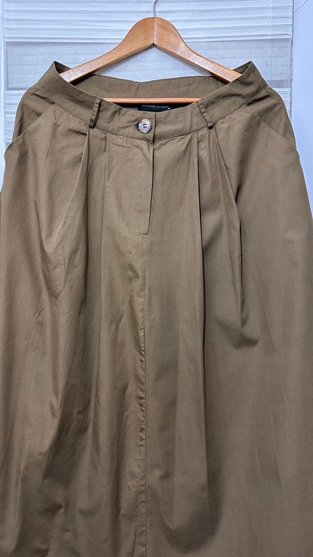 Haki Kadın Uzun Keten Etek - Görsel 4