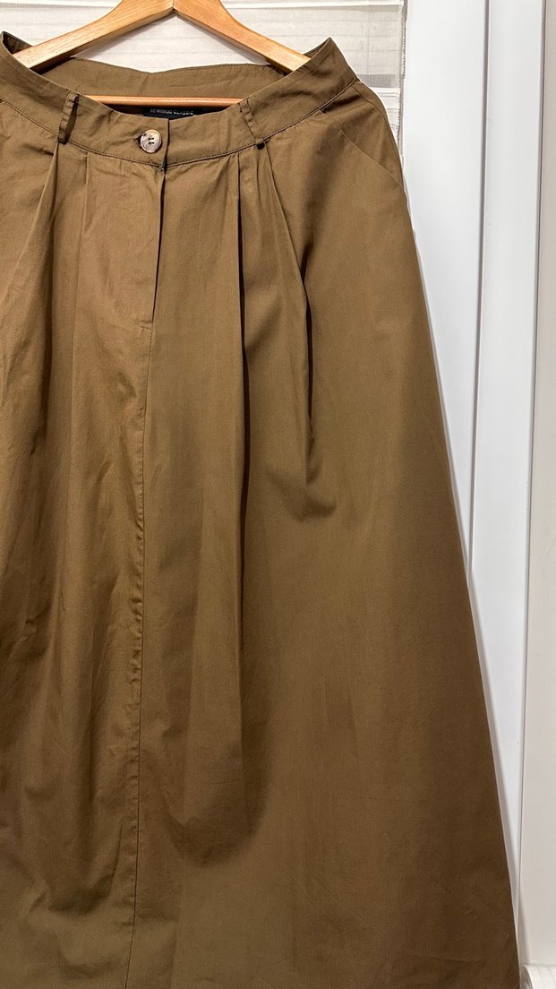 Haki Kadın Uzun Keten Etek - Görsel 2