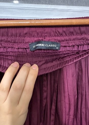 Bordo Piliseli Uzun Kadın Etek - Görsel 4