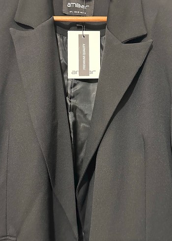 Siyah Kadın Ofis Blazeri, Düğmeli, Normal Boy - Görsel 2