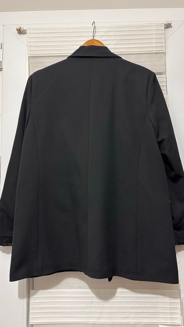 Siyah Kadın Ofis Blazeri, Düğmeli, Normal Boy - Görsel 5