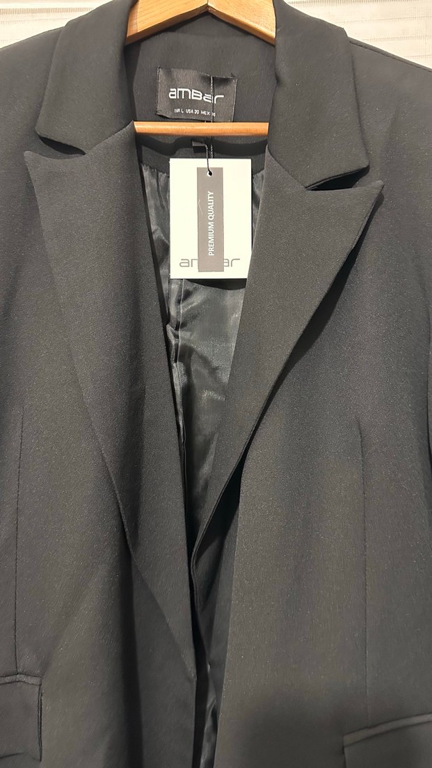 Siyah Kadın Ofis Blazeri, Düğmeli, Normal Boy - Görsel 2