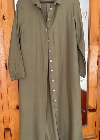 Uzun Kollu, Düğmeli Keten Kadın Takım - Görsel 2