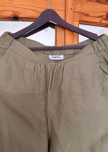 Uzun Kollu, Düğmeli Keten Kadın Takım - Görsel 6