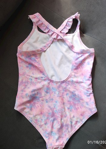 Kız Çocuk Pembe Pastel Batik Desen Mayo - Görsel 2