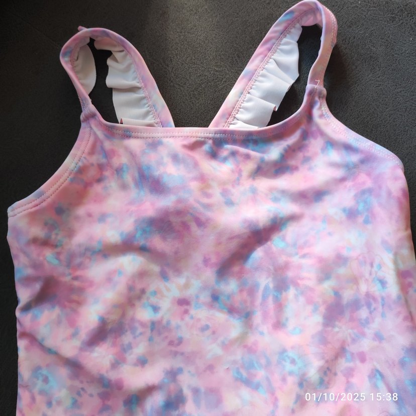 Kız Çocuk Pembe Pastel Batik Desen Mayo - Görsel 3