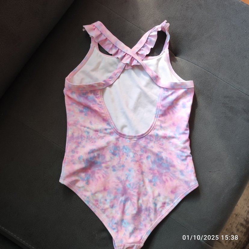 Kız Çocuk Pembe Pastel Batik Desen Mayo - Görsel 2