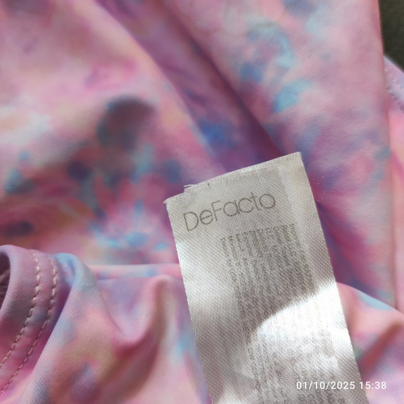 Kız Çocuk Pembe Pastel Batik Desen Mayo - Görsel 5