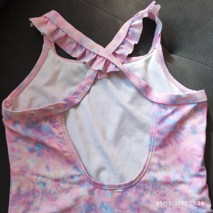 Kız Çocuk Pembe Pastel Batik Desen Mayo - Görsel 4