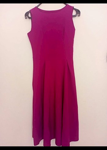 Mor Midi Piliseli Kadın Elbise - Görsel 3