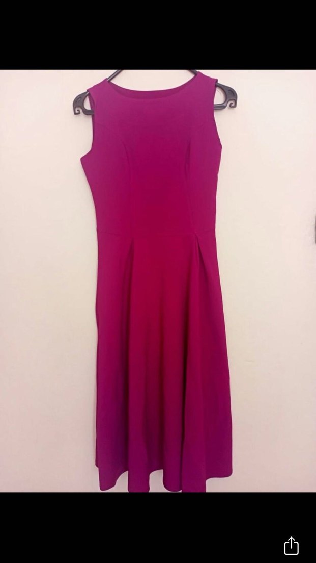 Mor Midi Piliseli Kadın Elbise - Görsel 3