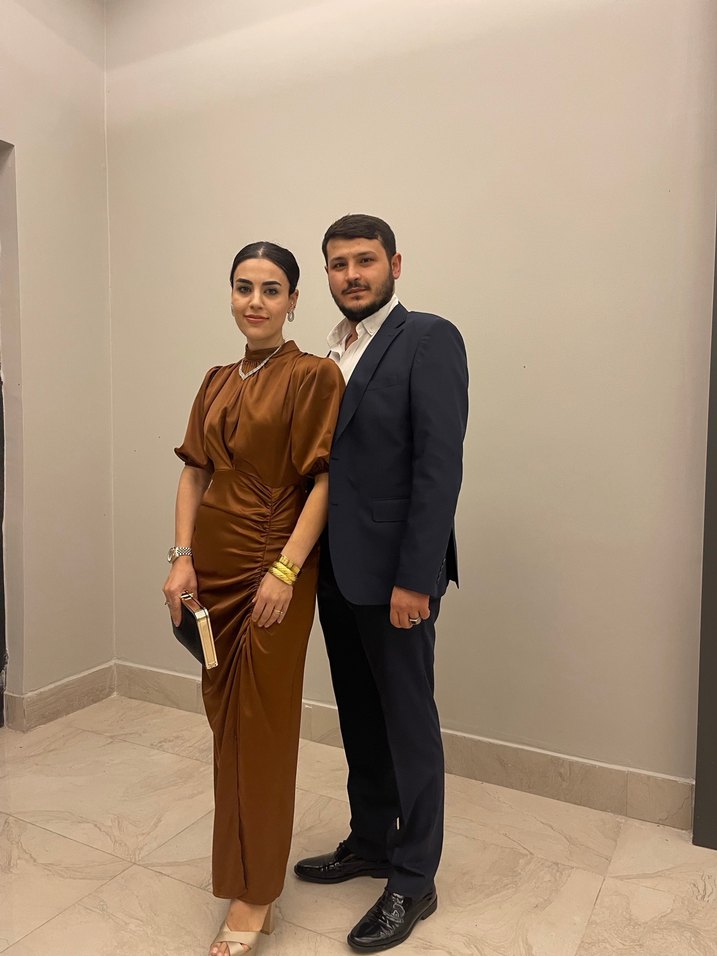 Kahverengi Drapeli Uzun Elbise - Görsel 2