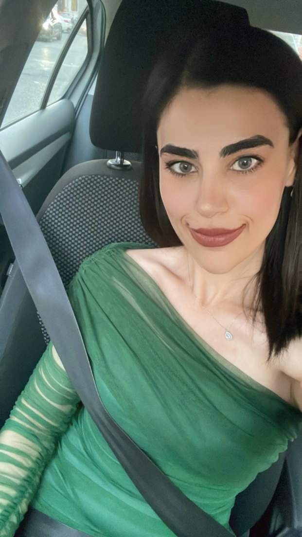 Kadın Yeşil Drapeli Uzun Elbise Tül - Görsel 2