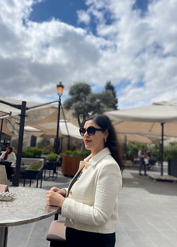 Beyaz Mini Kadın Blazer Ceket - Görsel 2