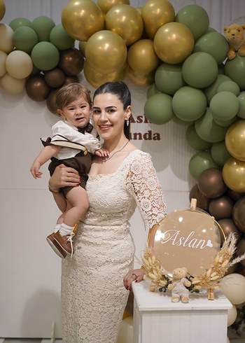 Dantel İşlemeli Beyaz Midi Nişan Elbisesi - Görsel 2