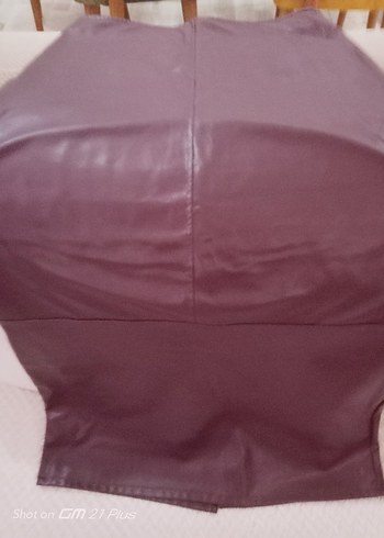 Bordo Deri Midi Kalem Etek - Görsel 4