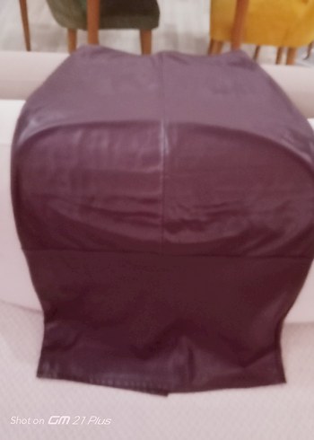 Bordo Deri Midi Kalem Etek - Görsel 5