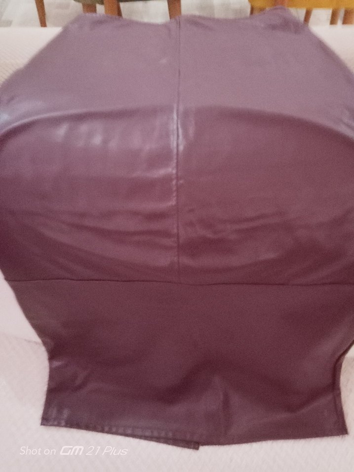 Bordo Deri Midi Kalem Etek - Görsel 4