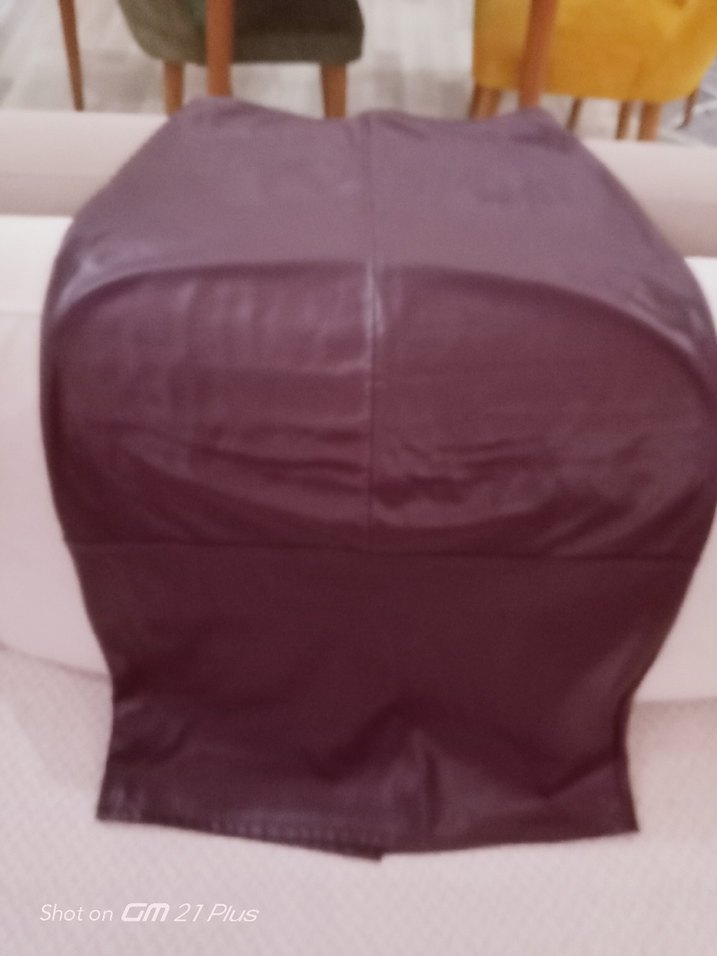 Bordo Deri Midi Kalem Etek - Görsel 5