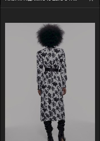 V Yaka Uzun Gri Desenli Kadın Elbise - Görsel 7