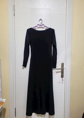 Siyah Sırt Dekolte Uzun Kadın Elbise - Görsel 5