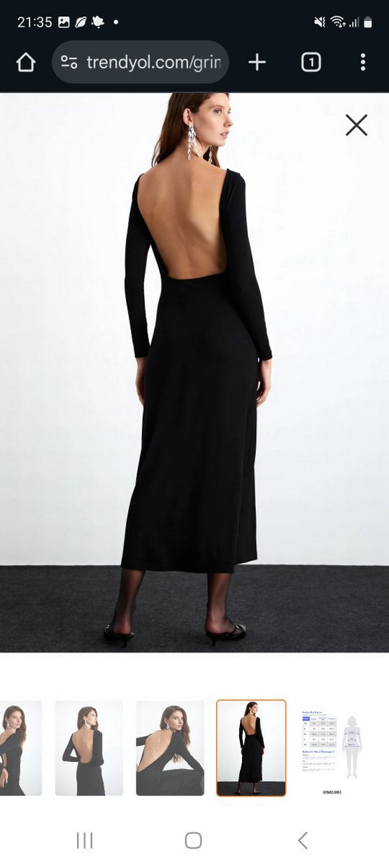 Siyah Sırt Dekolte Uzun Kadın Elbise - Görsel 4