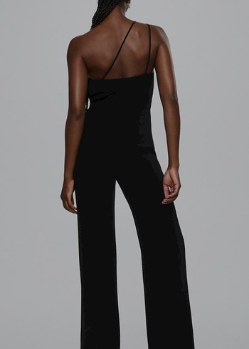 Siyah Askılı Asimetrik Yaka Tulum - Görsel 3