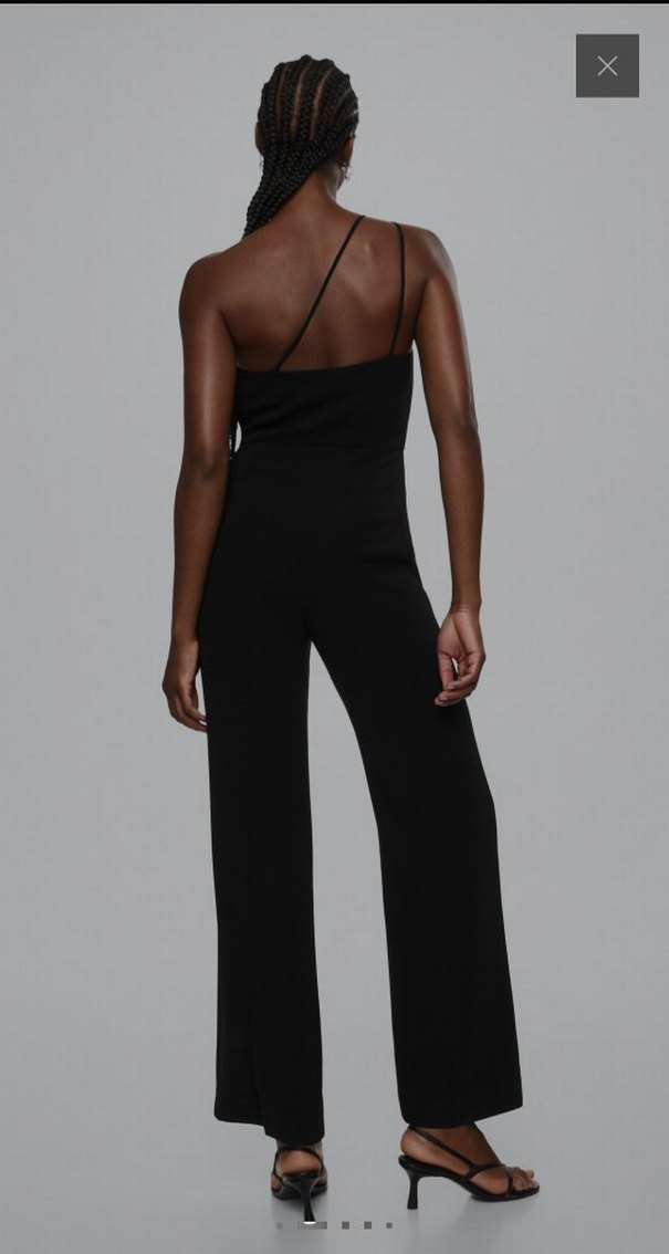 Siyah Askılı Asimetrik Yaka Tulum - Görsel 3