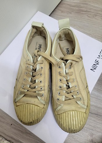 Bej Minimalist Topuklu Kadın Spor Ayakkabı - Görsel 2