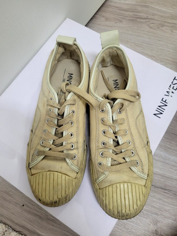 Bej Minimalist Topuklu Kadın Spor Ayakkabı - Görsel 2