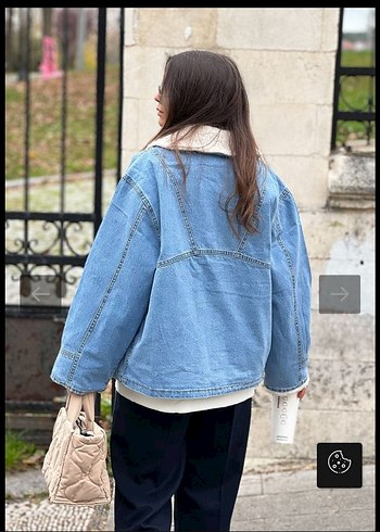 Topshop Kadın Kürklü Oversize Kot Ceket