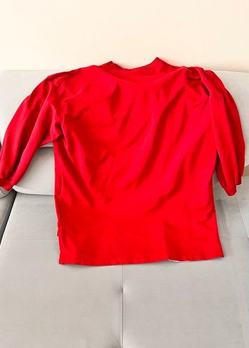 Kırmızı Kadın Sweatshirt, Uzun Kollu, Rahat Kesim - Görsel 3