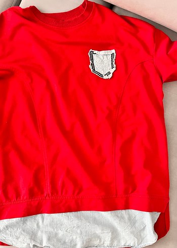 Kırmızı Kadın Sweatshirt, Uzun Kollu, Rahat Kesim - Görsel 2