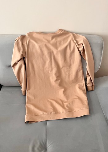 Kızlar için kemerli bej deri sweatshirt - Görsel 3