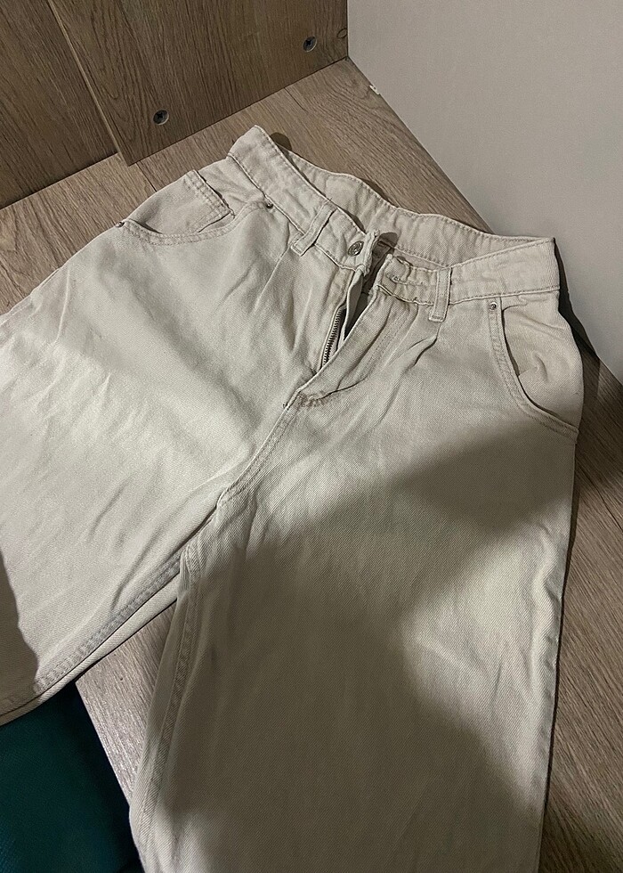 bej jean baggy - Görsel 2