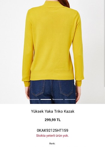 Koton Hardal Sarı Yüksek Yaka Triko Kazak