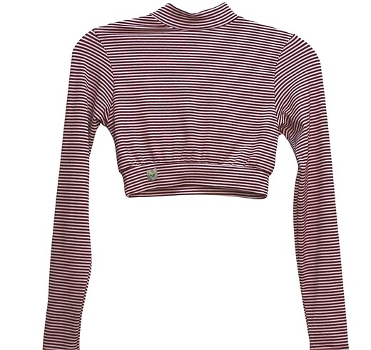 Bordo beyaz ince çizgili - Crop body 1 beden (36-38-40)