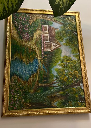 Altın Varaklı Parlak Köy Manzara Tablosu - Görsel 3