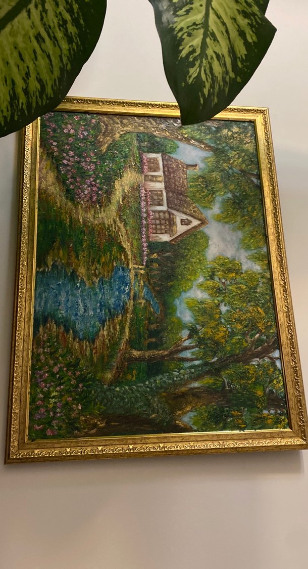 Altın Varaklı Parlak Köy Manzara Tablosu - Görsel 3