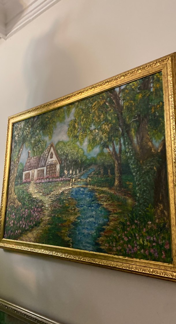 Altın Varaklı Parlak Köy Manzara Tablosu - Görsel 2