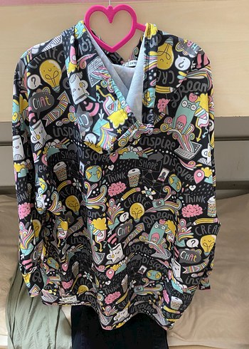 Renkli Baskılı Kadın Sweatshirt - Görsel 3