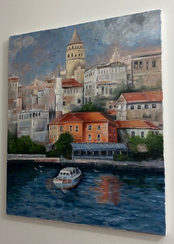 Galata Kulesi Manzaralı Yağlı Boya Tablo - Görsel 3