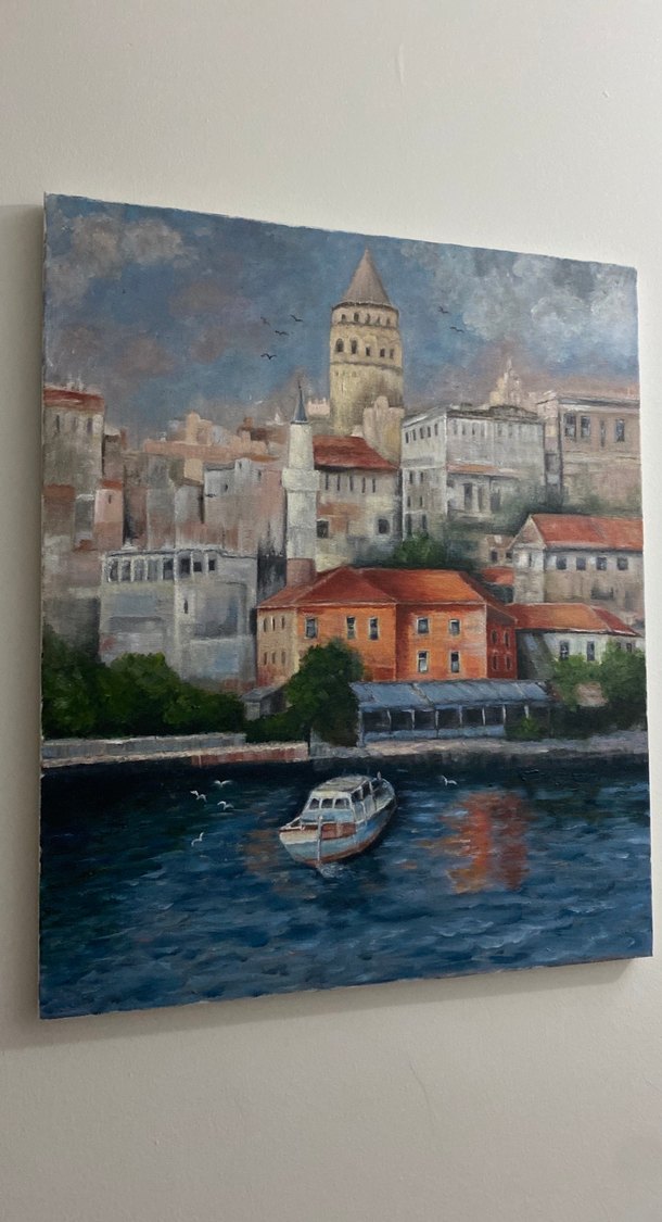 Galata Kulesi Manzaralı Yağlı Boya Tablo - Görsel 2